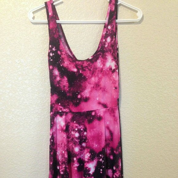 NWOT Pink Galaxy Spandex Skater Dress