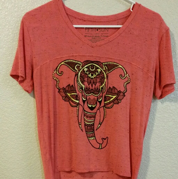 Orange Spandex Bohemian Elephant Shirt