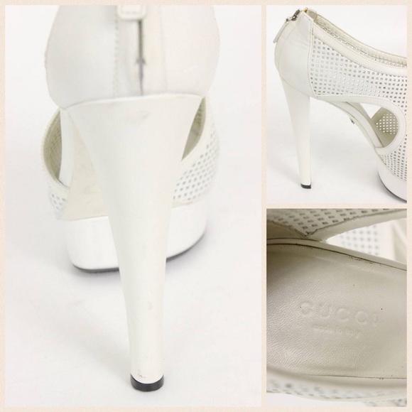 GUCCI open toe perforated leather platform booties - Picture 3 of 4