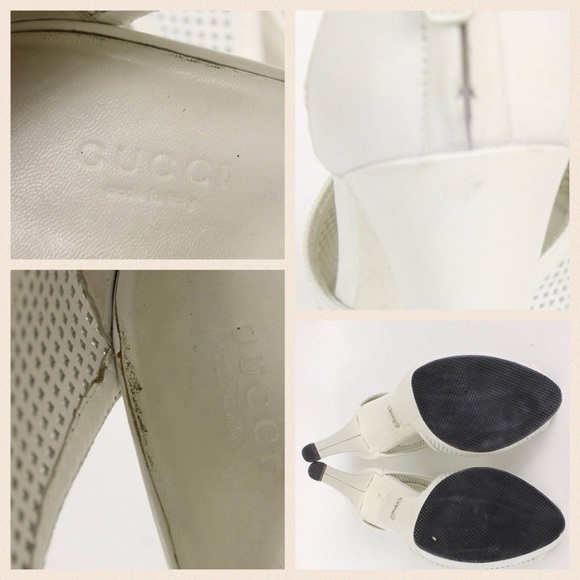 GUCCI open toe perforated leather platform booties - Picture 4 of 4