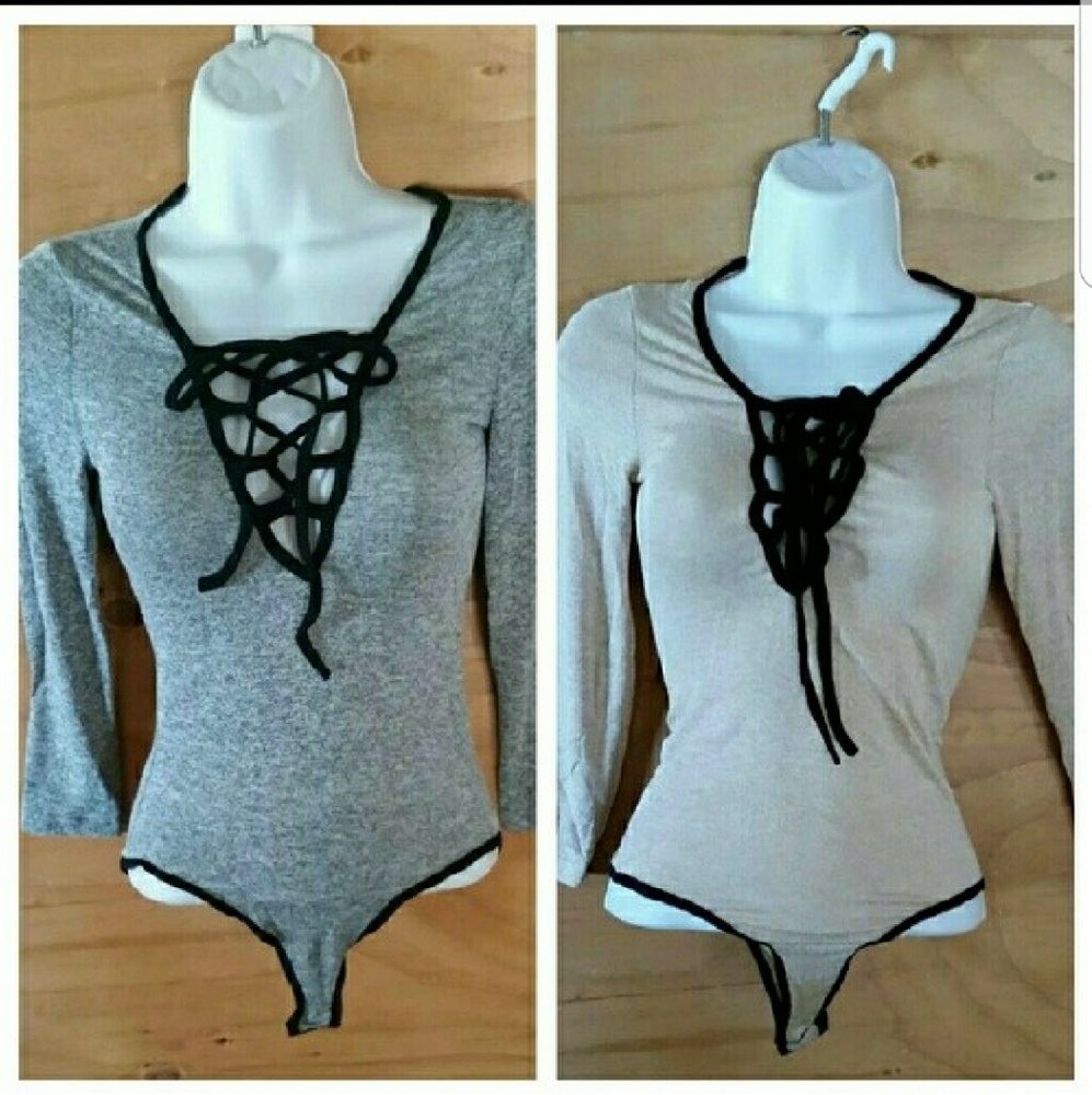 🎉🌼New 3/4 Sleeve Lace up Body Suits - Picture 4 of 4