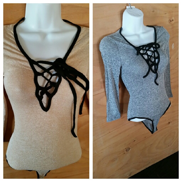 🎉🌼New 3/4 Sleeve Lace up Body Suits - Picture 2 of 4