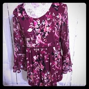 PerSeption Floral Bell SLEEVE Blouse [TO-5]
