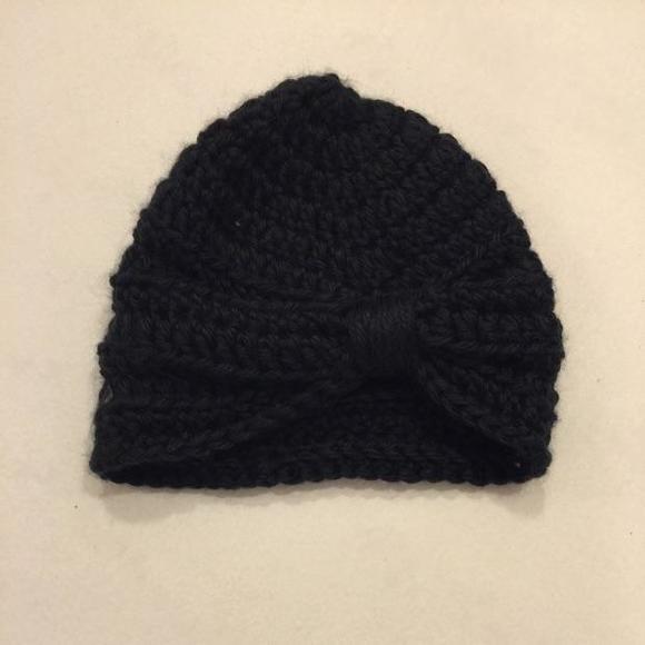 Beautiful crochet black baby beanie