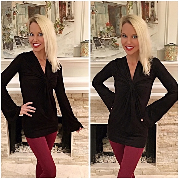 Elegant 🎉gathered bell sleeve tunic!- SALE!! - Picture 2 of 2