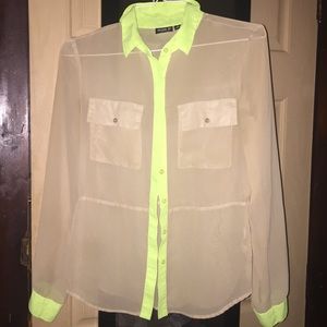 Tan/lime sheer dress shirt