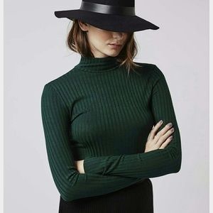 Forest green Topshop long sleeve crop top