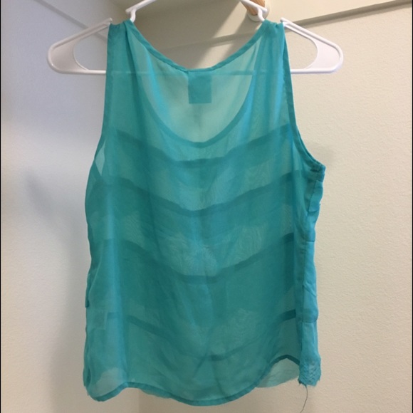 Teal sheer ruffle tank - Picture 3 of 3