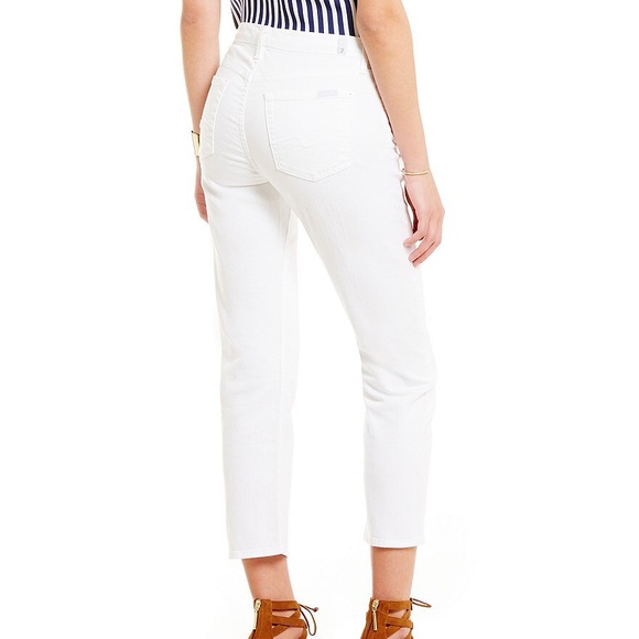 7 For All Mankind Kimmie Crop White Jeans NWT - Picture 1 of 4