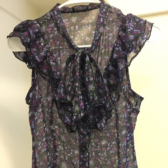 Sheer floral button down top - Picture 1 of 4