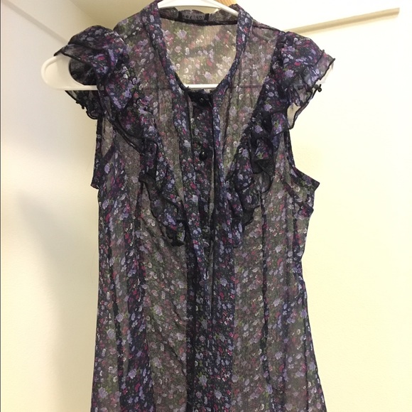 Sheer floral button down top - Picture 3 of 4