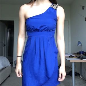 Royal blue one shoulder dress