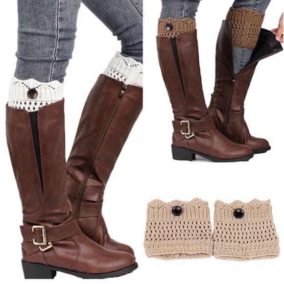 LEG WARMERS Button Crochet Boot Topper Cuffs - Picture 3 of 4