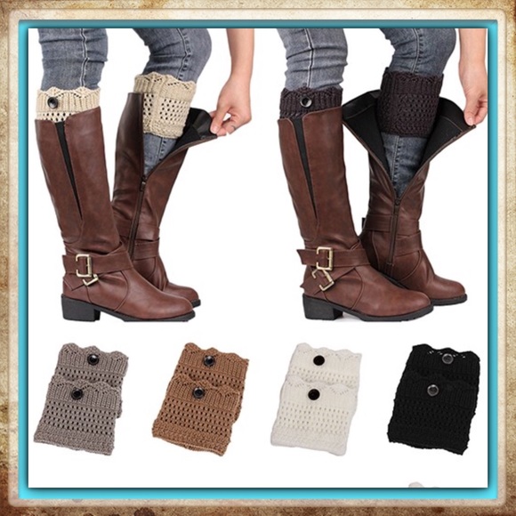 LEG WARMERS Button Crochet Boot Topper Cuffs - Picture 2 of 4