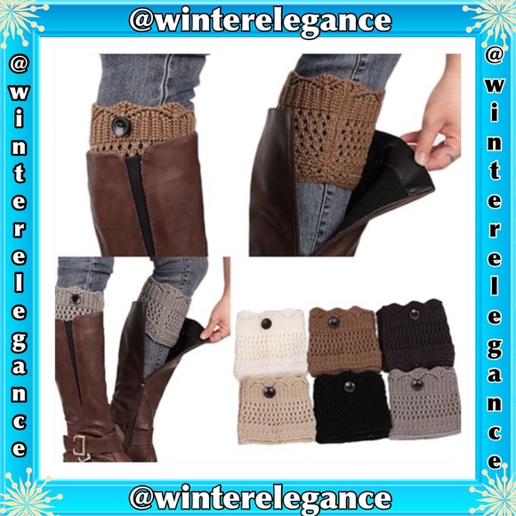 LEG WARMERS Button Crochet Boot Topper Cuffs - Picture 4 of 4