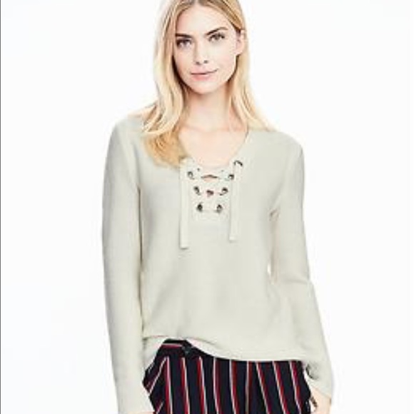 Banana Republic Lace Up Vee Pullover