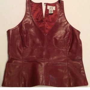 Leather peplum shirt