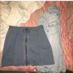 Bundle with skirt and button up