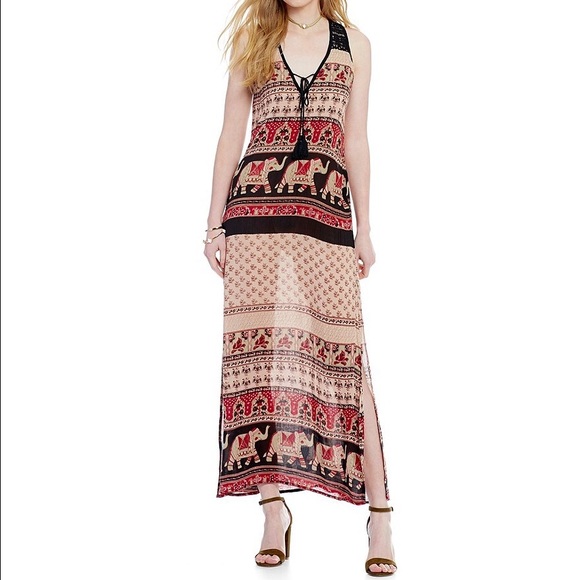 Band Of Gypsies Elephant Print Maxi Dress - Picture 1 of 4