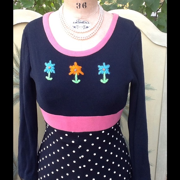 VTG HIPPIE POLKA DOT DRESS.."MR BOOTS" - Picture 2 of 4