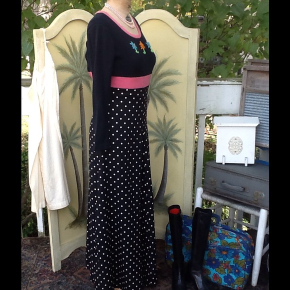 VTG HIPPIE POLKA DOT DRESS.."MR BOOTS" - Picture 3 of 4