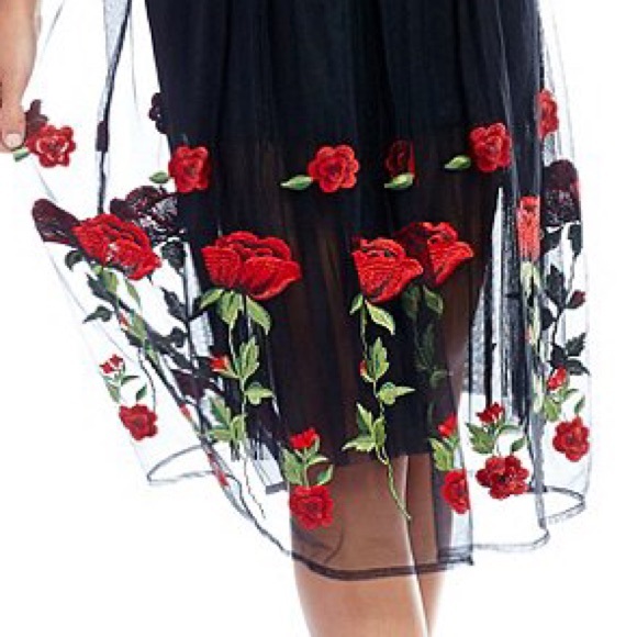 ROSE EMBROIDERY MIDI SKIRT main image 0