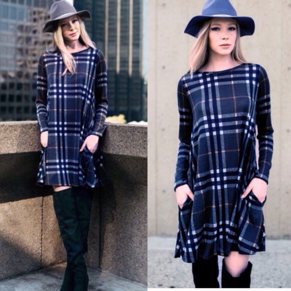 ❣️LAST❣️ Red Plaid Tunic Swing Mini Dress - Picture 2 of 3