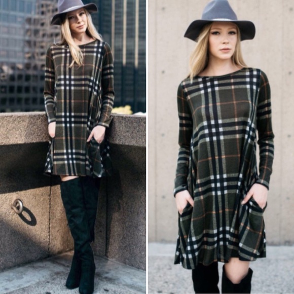 ❣️LAST❣️ Red Plaid Tunic Swing Mini Dress - Picture 3 of 3