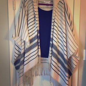 BCBGeneration Stripes Out Hooded Poncho