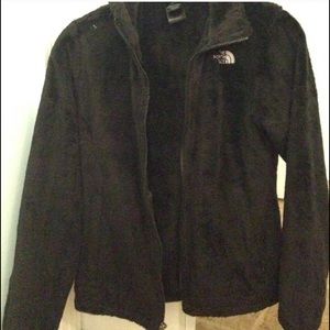 Black Fuzzy Fleece North Face Jacket