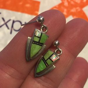 SALE!!  Zuni turquoise opal inlay earrings