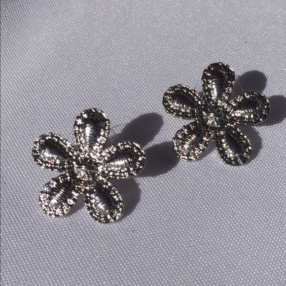 Silver flower earrings
