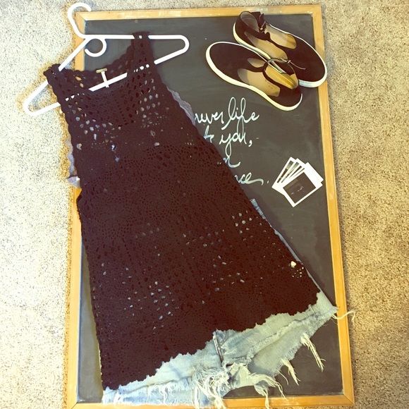 FREE PEOPLE black crochet tank