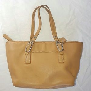 Coach tan brown leather tote bag