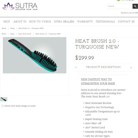 Sutra Hair Straightening Brush