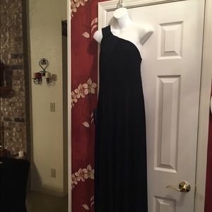 Ann Taylor Navy One Shoulder Formal Dress