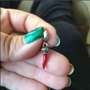 Sterling silver Italian horn charm.