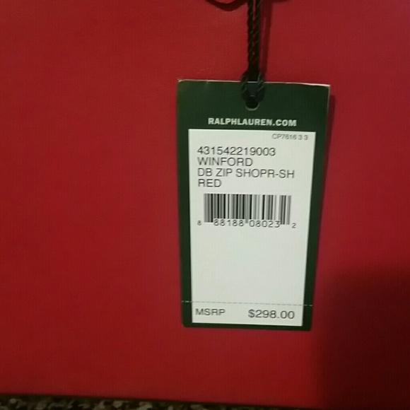 3X HOST PICK Ralph Lauren "Winifred" Red and Gold Leather Bag. - Picture 2 of 8