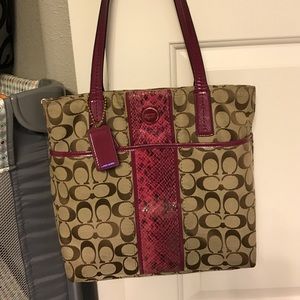 Pink Snake Skin Coach with Matching Wallet