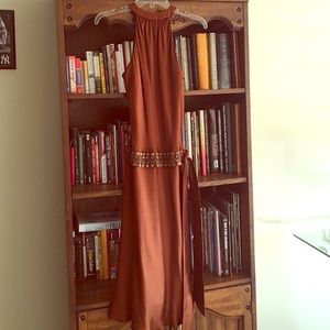 Beautiful silk bronze dress with beading