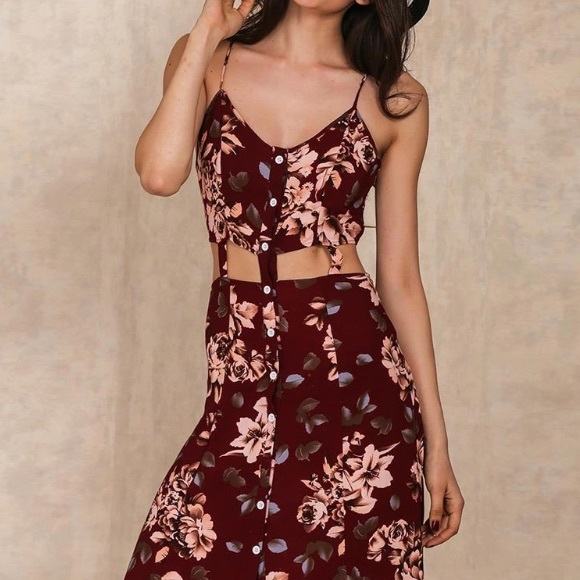 Floral Print Mid Driff Cutout - Picture 2 of 3