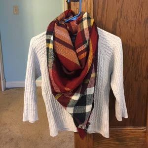 NWOT Maroon Plaid Blanket Scarf 1/2 the original!