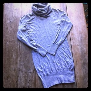 Grey cowl neck knit dress