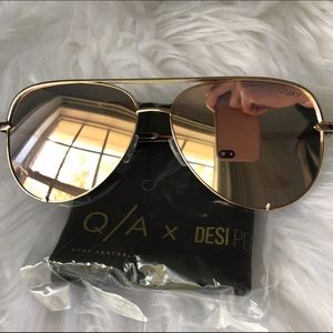 New Quay x Desi Perkins High Key Gold Sunglasses