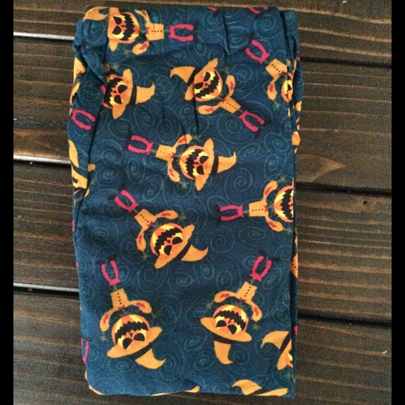 NWT Lularoe OS Pumpkin Scarecrow Leggings - Navy