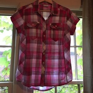 Columbia short sleeved plaid button down