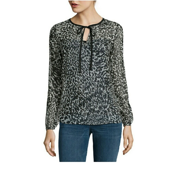 a.n.a Long-Sleeve Tie-Neck Blouse - Tall - Picture 1 of 1