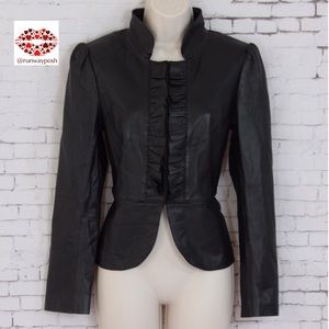 WHBM BLACK LEATHER MOTO JACKET. Like new!