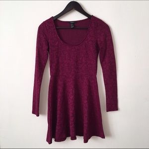 Forever 21 Long Sleeve Maroon Dress Size Small