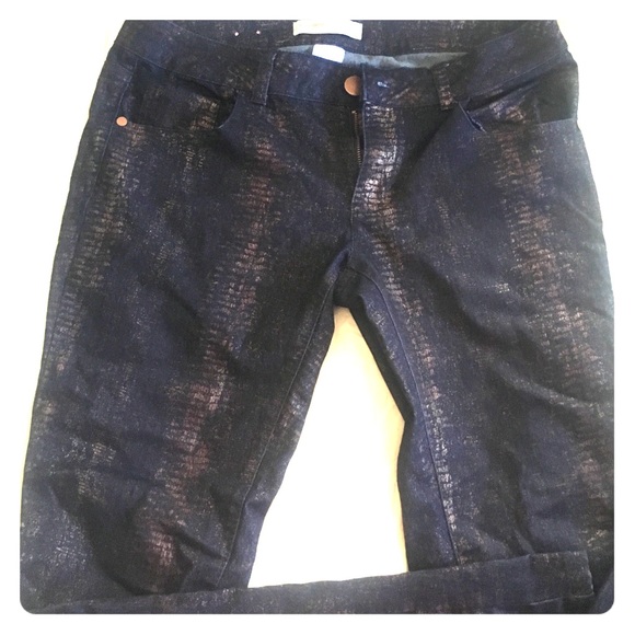 Navy and copper textured skinny jeans - Picture 1 of 2